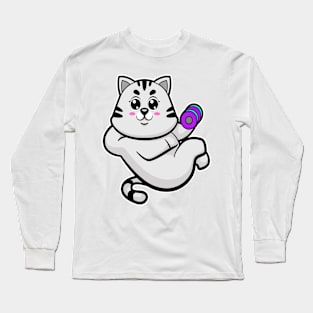 Cat as Bodybuilder with Dumbbell Long Sleeve T-Shirt